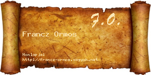Francz Ormos névjegykártya